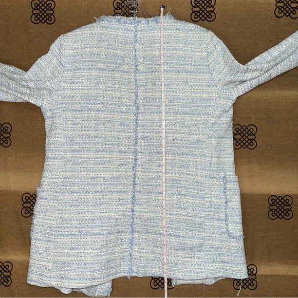 Zara NWT! Blue Kate Middleton Style Tweed Jacket In Light Blue Size L - Picture 16 of 16